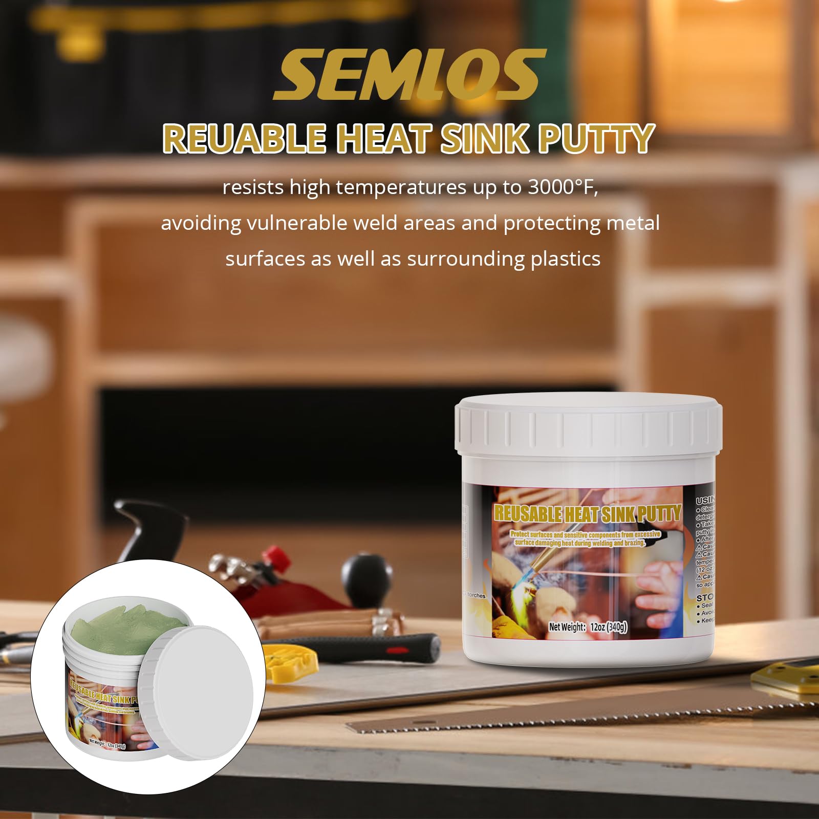 Semlos Lot de 2 pots de mastic bloquant la chaleur - Argile d'isolation thermique à souder malléable et réutilisable, barrière thermique pour installer des lunettes de vue, valves TXV, valves