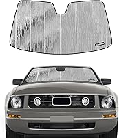 Vista 18 de Parasol para parabrisas Pigenius para Ford Mustang 2015-2023 sin cámara montada en el espejo retrovisor, protector de ventana frontal personalizado
