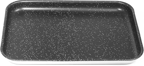 NAMAI -Rectangular Pizza Tray - 35 x 25 cm - Non-Stick Baking Tray - Aluminium Material - Stone Effect Design - Pizza Trays for Baking - Pizza Accessories - Rectangular Baking Trays (35 cm x 25 cm)