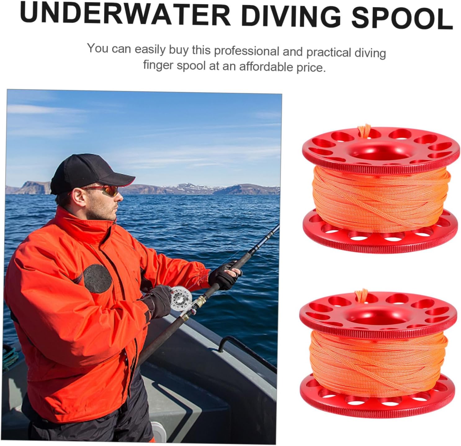 SOPOTUTU 防水耐久アルミ合製スダイビング用フィンガースプール 軽量コンパクト設計 ライン付き ガイドライン兼用 ダイバー帰還