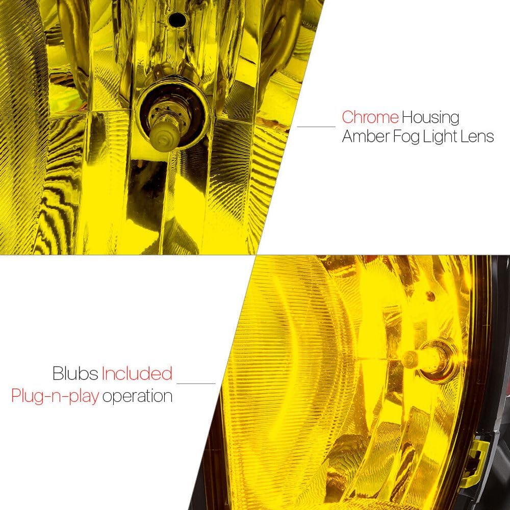 EFCUCLP Fits Pair[Yellow] Bumper Fog Light Driving Lamp W/Bulb -Lighting Technology CH2593147 68104821AC MA708LTZLF
