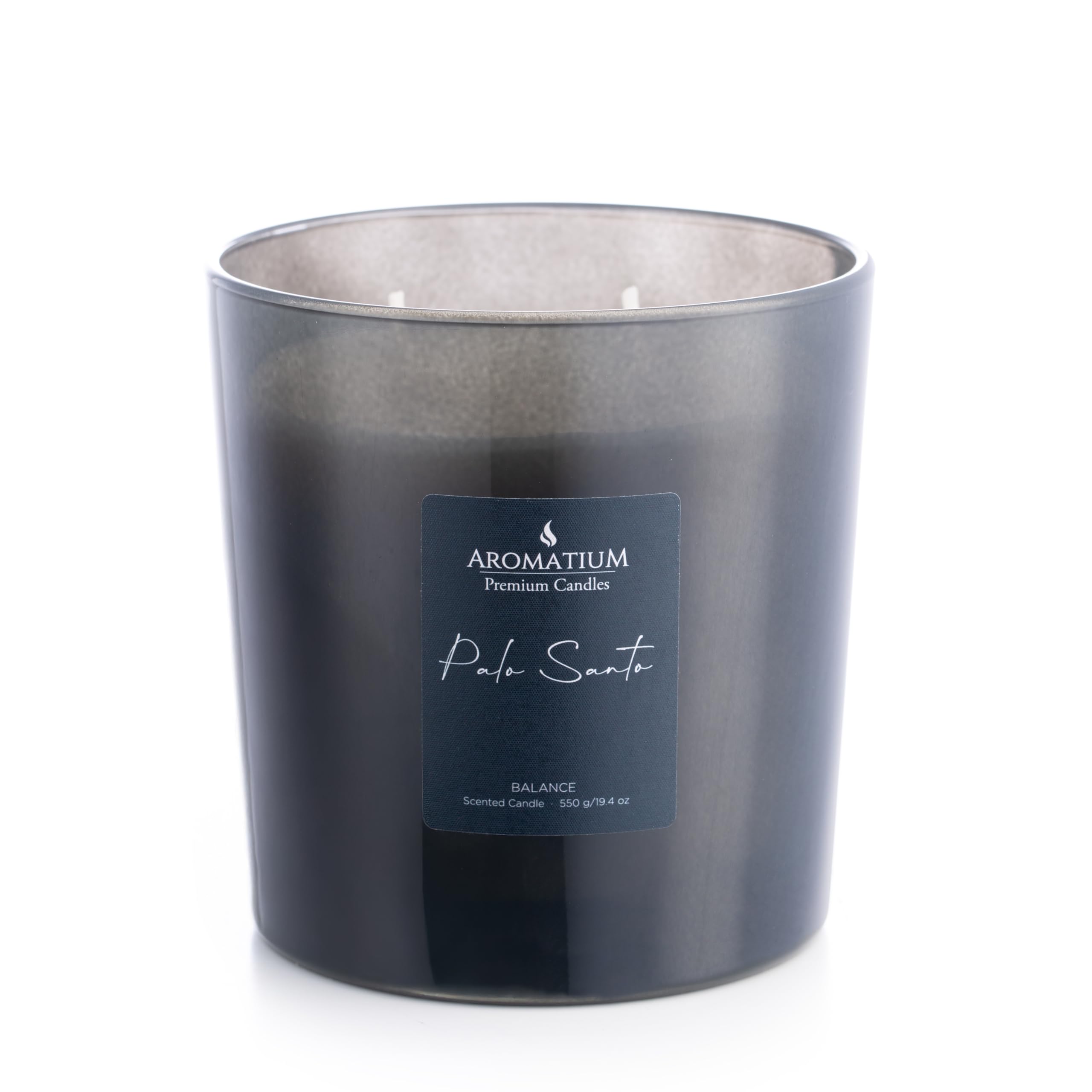 AROMATIUM Vela Aromática Grande | Cera de Soja | Aroma Lavanda | Velas Grandes | Regalo | Ideal Mujer y Hombre | Decorativa | Palo Santo | 550gr | 3 Mechas