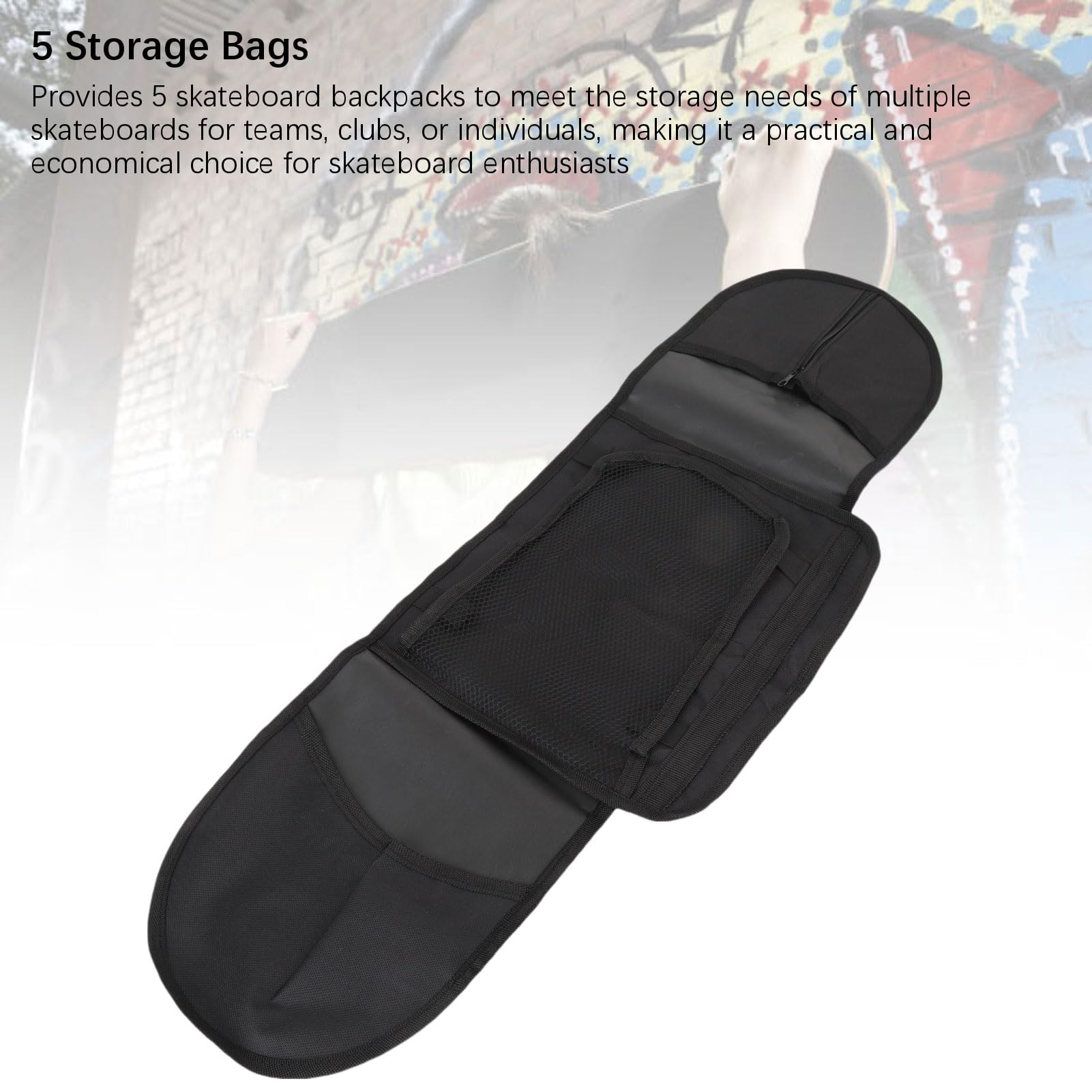 BuyWeek Sac à Dos de Skateboard, 5 Pièces Sac de Longboard Portable à Bandoulière Unique pour 80 x 20 cm Skateboard Double Kick