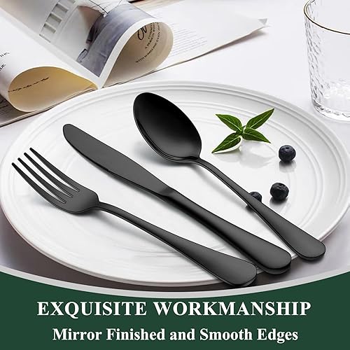 Miniatura 3 de Wildone - Juego de cubiertos de acero inoxidable incluye cuchillos, tenedores y cucharas diseño pulido espejado, apto para lavavajillas
