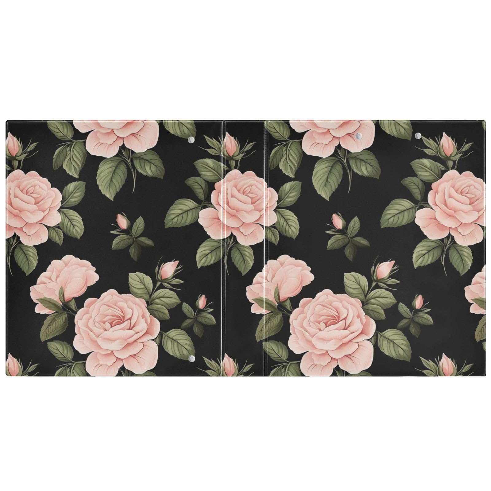 Raccoglitore a 3 anelli con stampa floreale rosa e rosa, 3,8 cm, contiene 200 fogli con 3 tasche interne in PVC trasparente, per scuola e ufficio