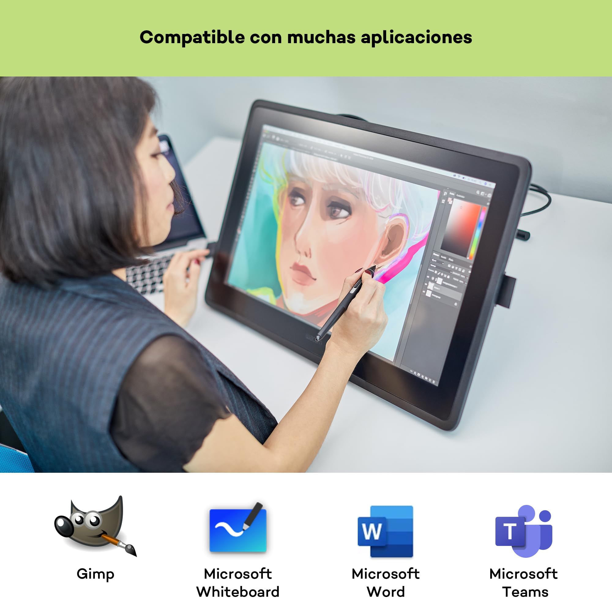 Wacom Cintiq 22 DTK2260K0A - Monitor Interactivo Creativo, Soporte Regulable,1920 x 1080 Full HD, Lápiz Digital Wacom Pro Pen 2, Compatible con Windows y Mac
