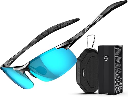 ATTCL Gafas de sol polarizadas para hombres: protección UV, antirreflejos, envolventes, ligeras, de metal, para conducción, pesca, golf, running