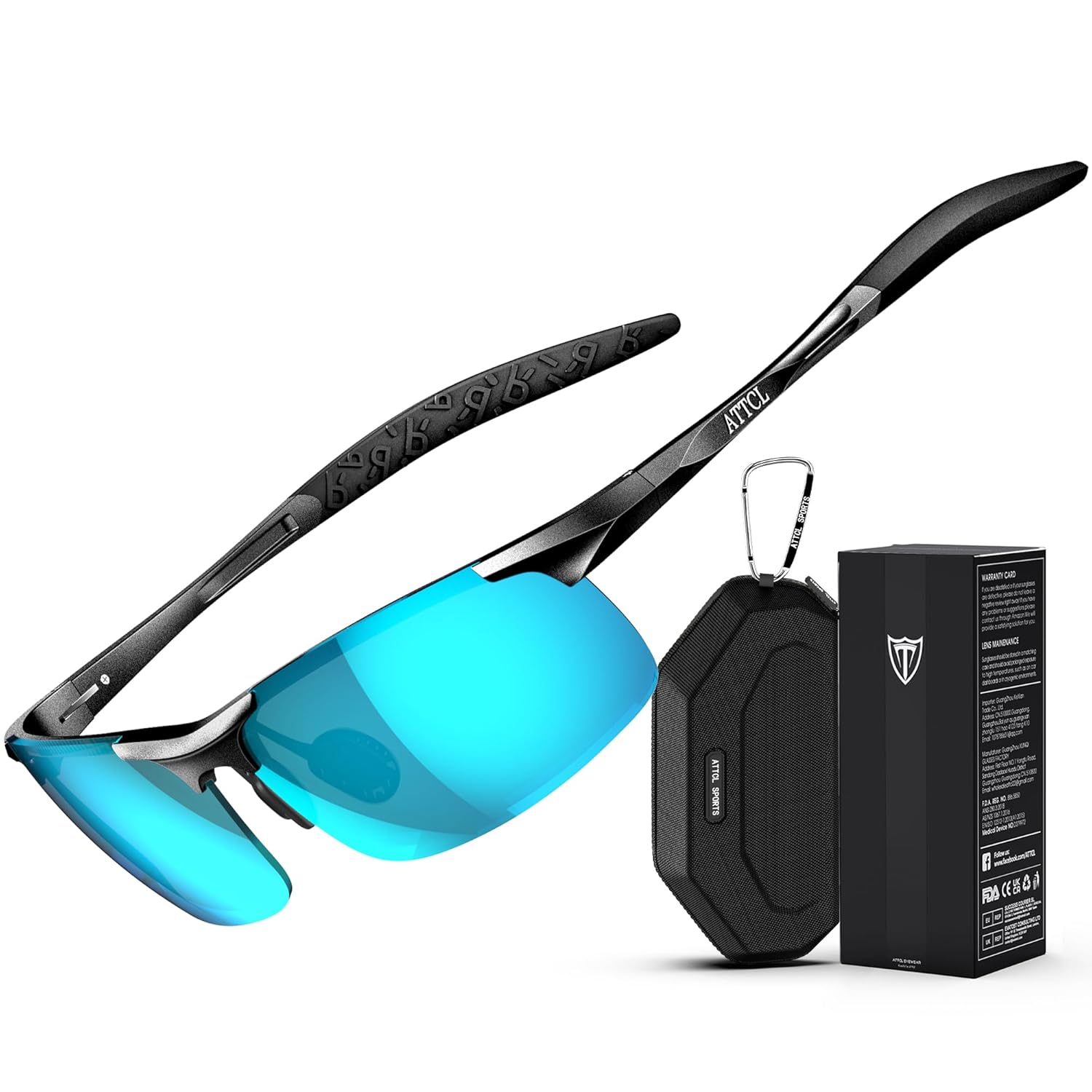 ATTCL Polarized Sunglasses Men Sports UV Protection Anti Glare Wrap Around Lightweight Metal Driving Fishing Golf Running