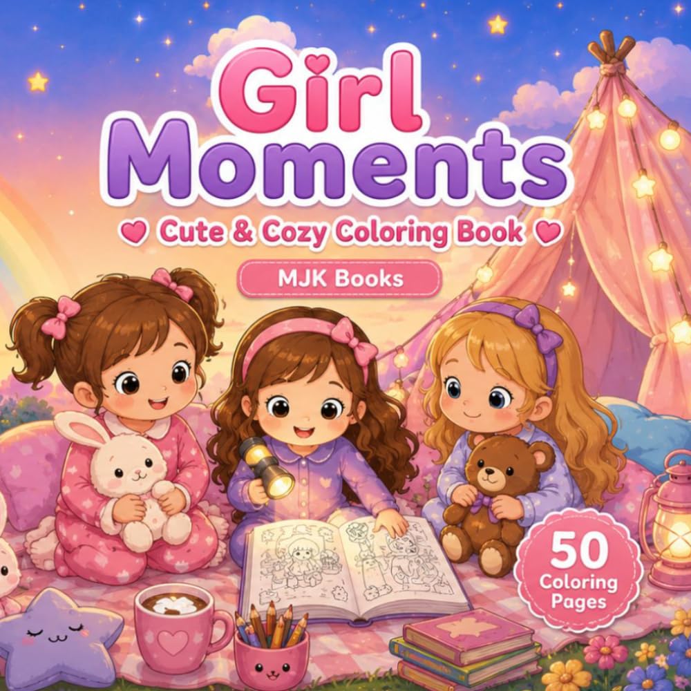 Girl Moments: Cute & Cozy Coloring Book for Kids & Adults | 50 Adorable Pages of Everyday Girl Adventures