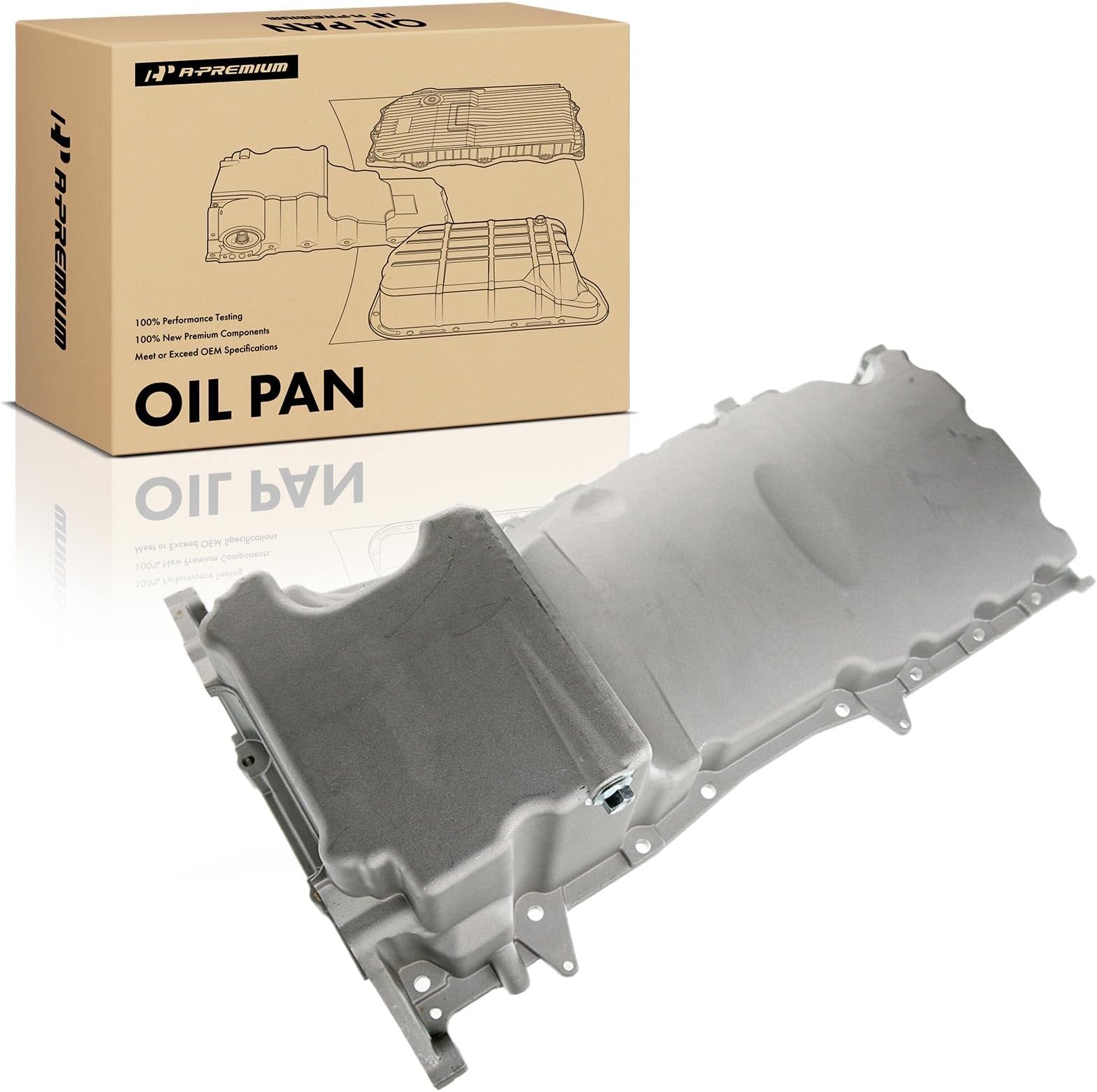 A-Premium Engine Oil Pan Sump with Drain Plug Compatible with Chevy Colorado 2004-2007, Hummer H3 2006-2010, H3T 2009-2010, V6 3.5L 3.7L, AWD Only