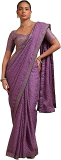 Soch Womens Lavender Chiffon Bandhani Print Saree Price In India