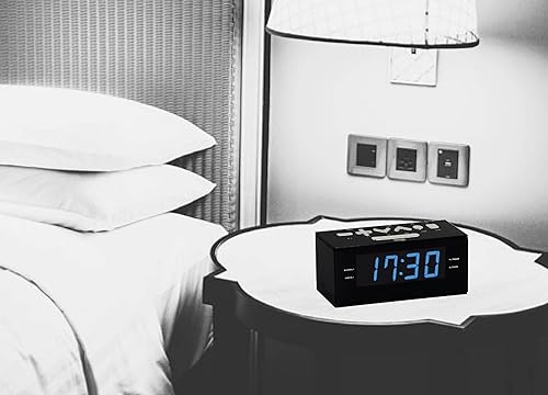 Miniatura 4 de HANNLOMAX Radio despertador HX-144CR, radio PLL AMFM, pantalla LED de 1.2 pulgadas, reloj digital con alarma dual, solo operación de CA (LED