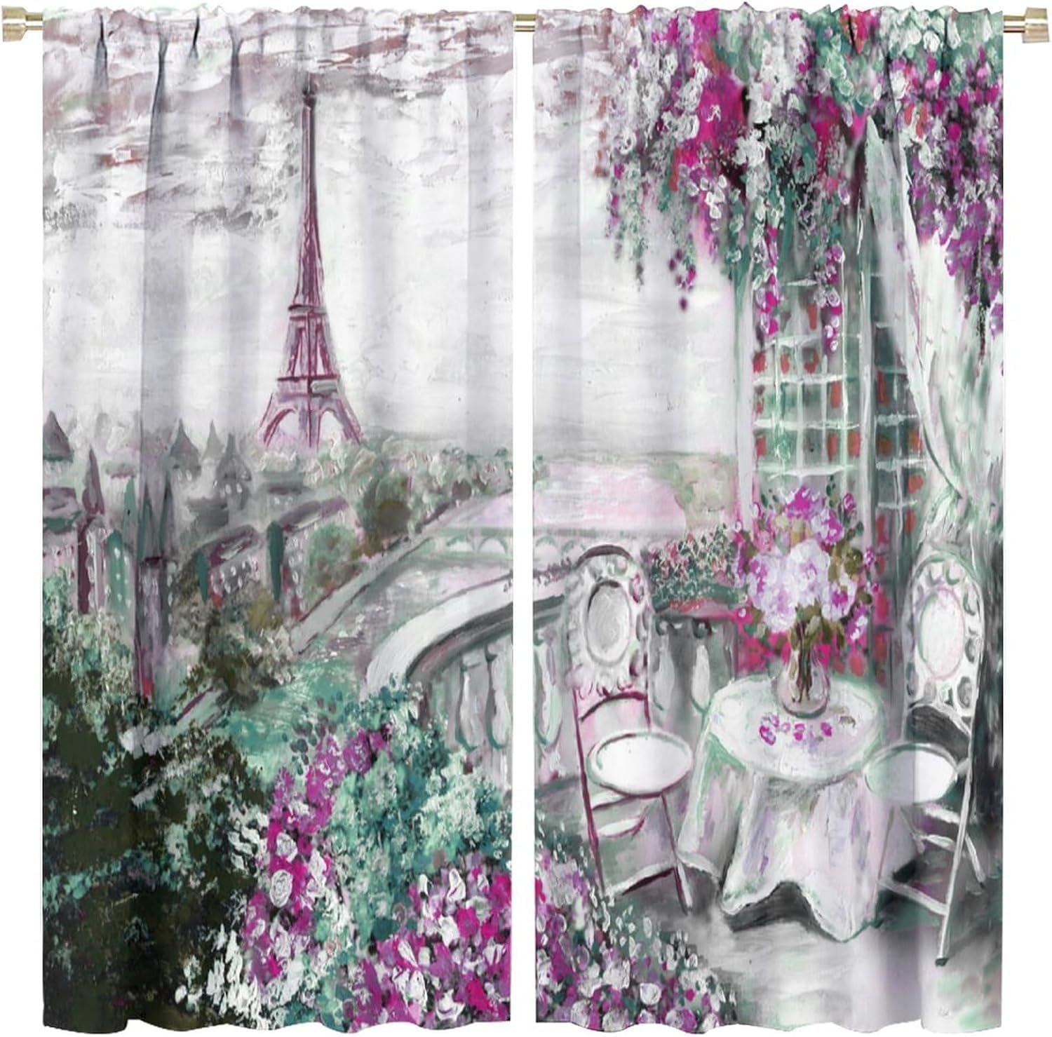 Blackout Curtains Eyelet Super Soft Thermal Insulated Bedroom Paris Eiffel Tower View Blackout Eyelet Curtains For Living Room Hotel Bedroom 2 Panels 220X215 Cm (W + H) 3D Printing Curtains-786192233