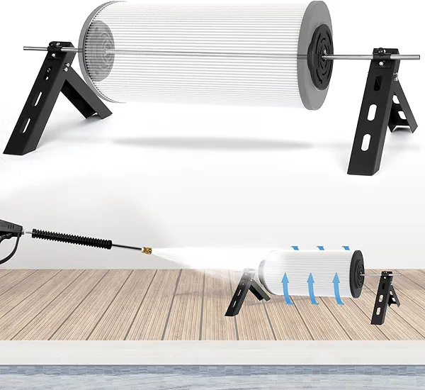 Benut Filter Cleaner Pool Stand, Pool Cleaning Cartridge Filter Rack-Compatible with 3", 4", and 6" Filter Cartridges,Horizontal Design for Enhanced Stability,Easy to Install