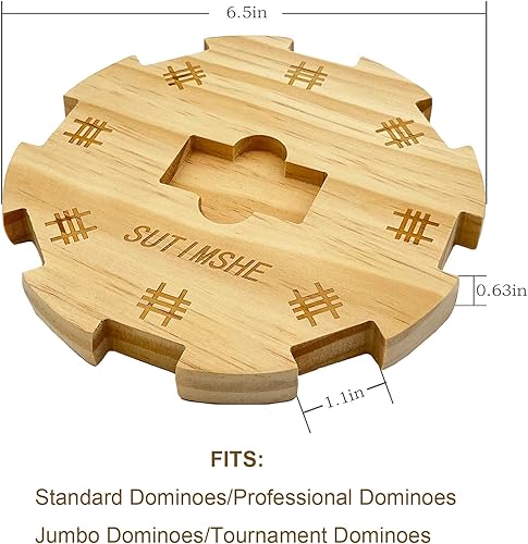 Miniatura 5 de SUTIMSHE Juego de 4 bandejas de dominó de madera con cubo de madera con parte inferior de fieltro para dominó de tren mexicano, soportes para