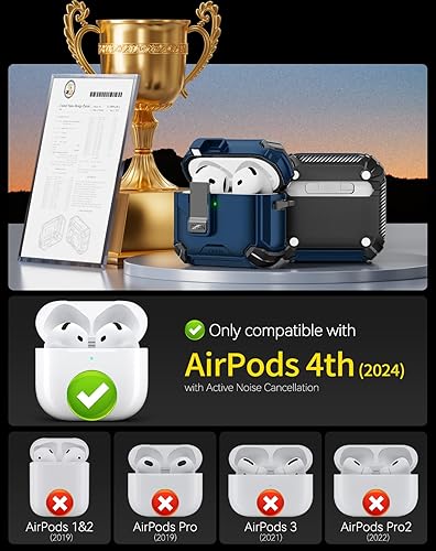 Miniatura 2 de Compatible con AirPods de 4ª generación, Funda Magnética con Bloqueo Automático, Soporte para Teléfono y Kit de Limpieza, Compatible con Funda