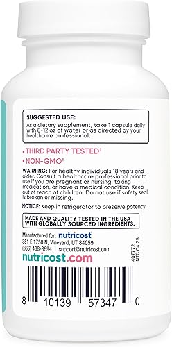 Miniatura 4 de Nutricost Probiótico para mujeres 10 mil millones de UFC, 120 cápsulas  Complejo con fibra de acacia, Uva Ursi y extracto de arándano, sin OMG y sin