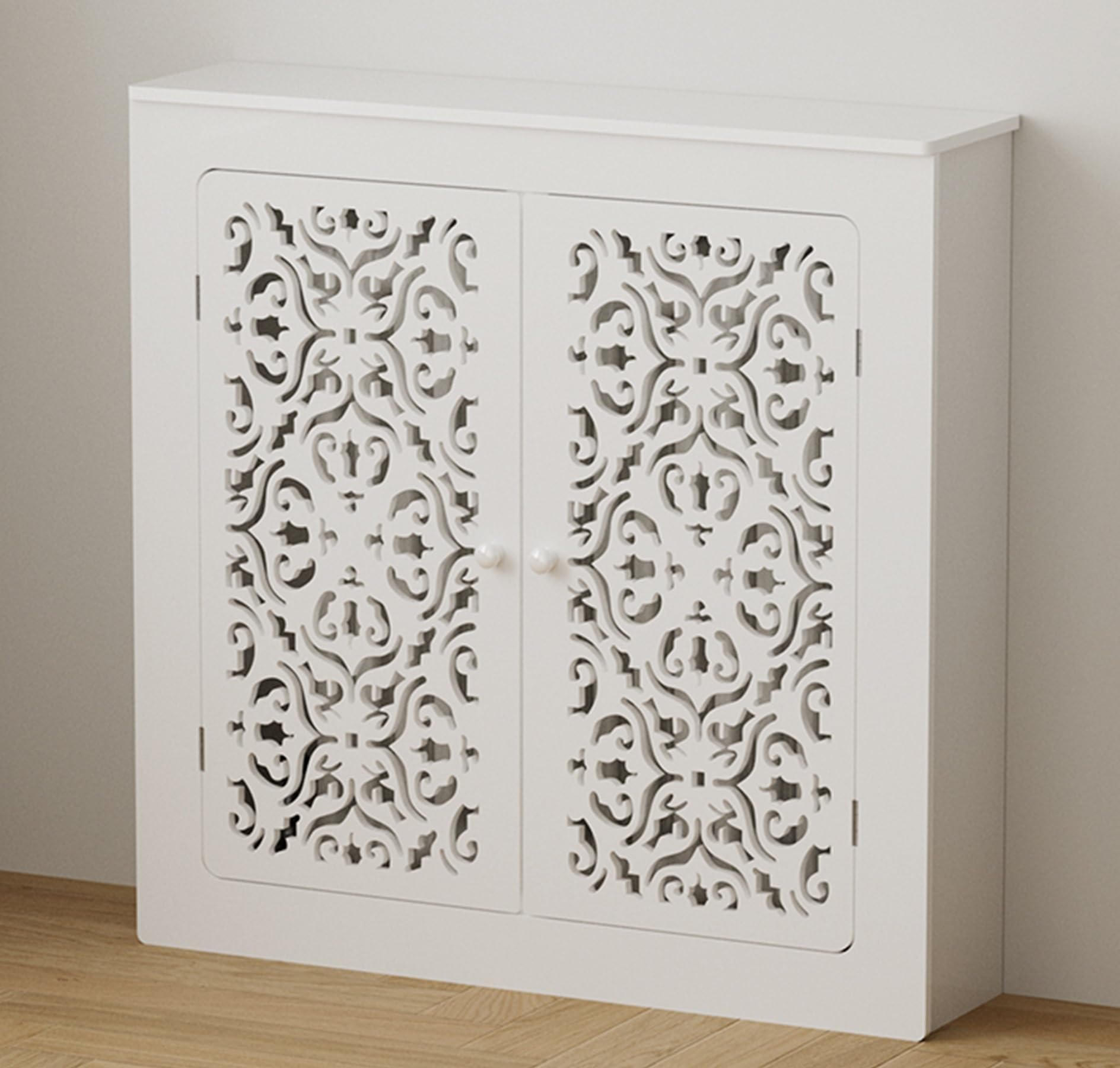 Moderne coperture per termosifone per casa, elegante rete riscaldante a due ante, per consolle da pavimento, installazione senza fori, ideale per soggiorno, cucina e sala da pranzo (L60 x A 60 x L)