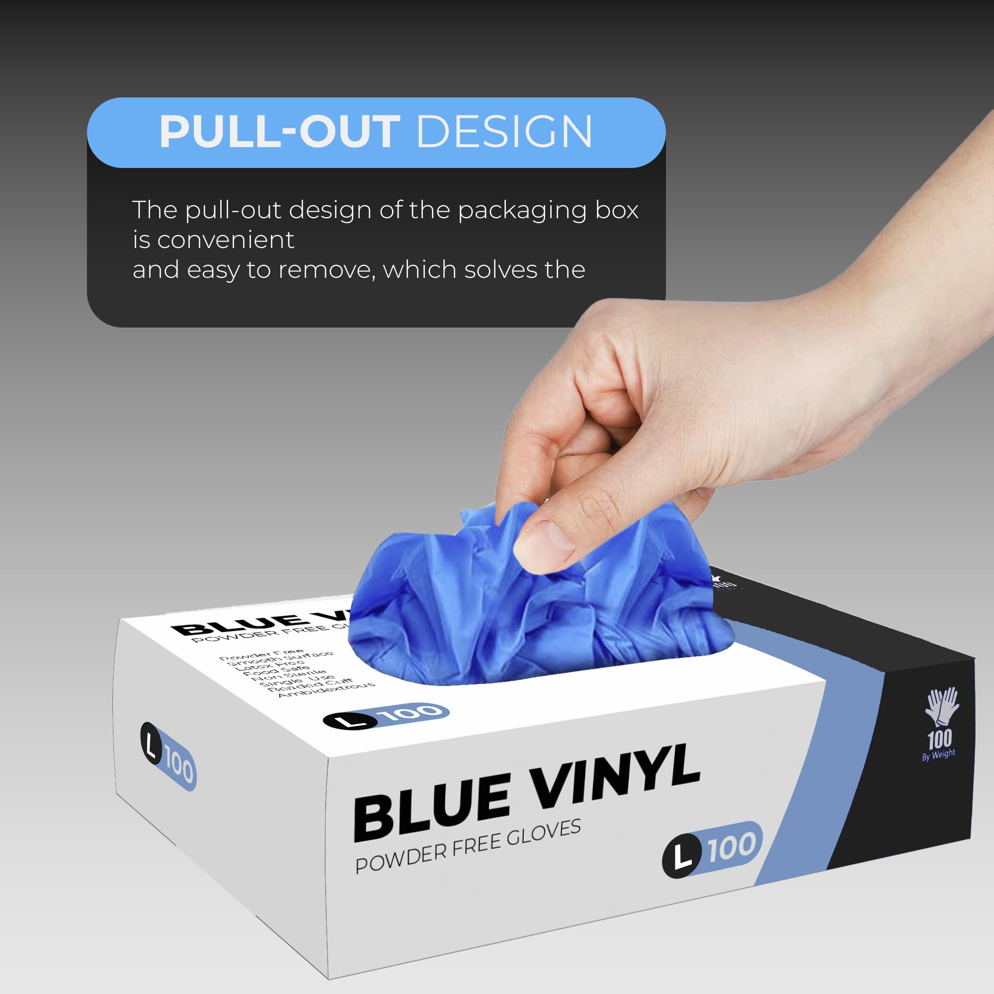 eatasty Guanti usa e getta, taglia L, confezione da 1000, guanti in vinile blu, senza polvere, senza lattice, vestibilità comoda, adatti per manipolazione degli alimenti, pulizia, parrucchieri e uso
