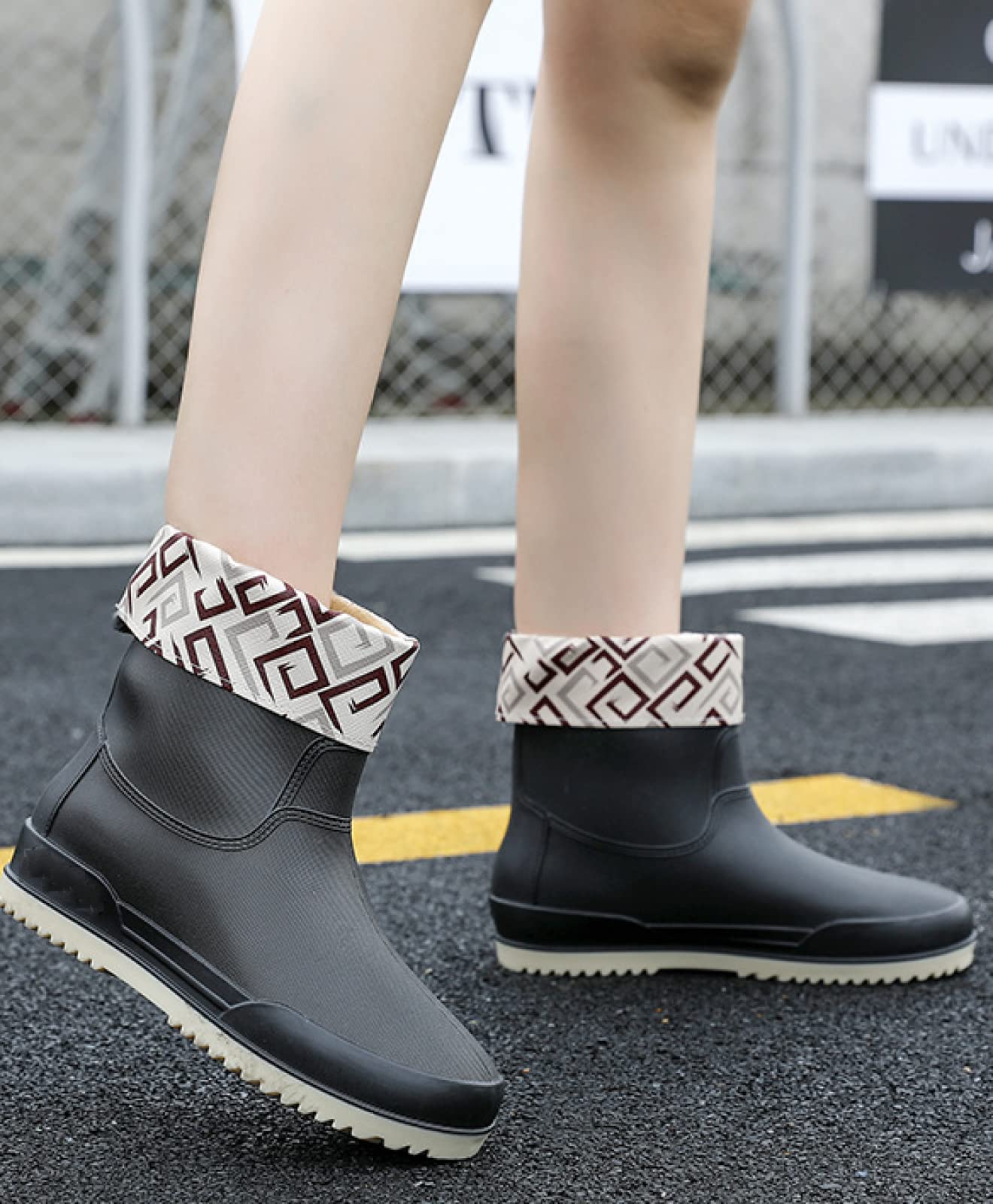 Dames gevoerde rubberen laarzen Regenlaarzen Dames rubberen laarzen  Schoenen voor regen gemaakt van plastic Eva, rubberen laarzen,Black1-40(EU)  : Amazon.nl: Kleding, schoenen \u0026 sieraden