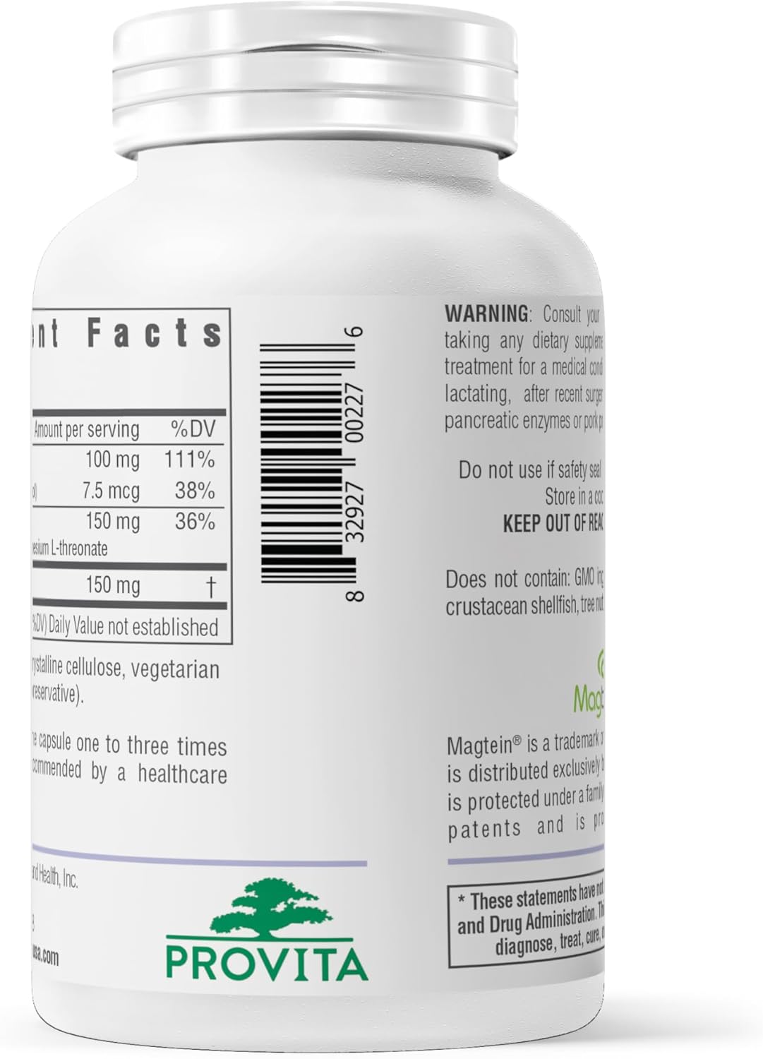 Provita Magnesium L-Threonate Supplement | Cognitive Support & Brain Electrolyte Balance | High Absorption Magnesium for Memory, Focus & Brain Health | Vegan Capsules | 50mg Elemental Magnesium