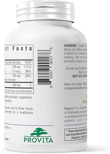 Miniatura 8 de Provita Suplemento de L-treonato de magnesio  Apoyo cognitivo y equilibrio electrolítico cerebral  Magnesio de alta absorción para la memoria, el