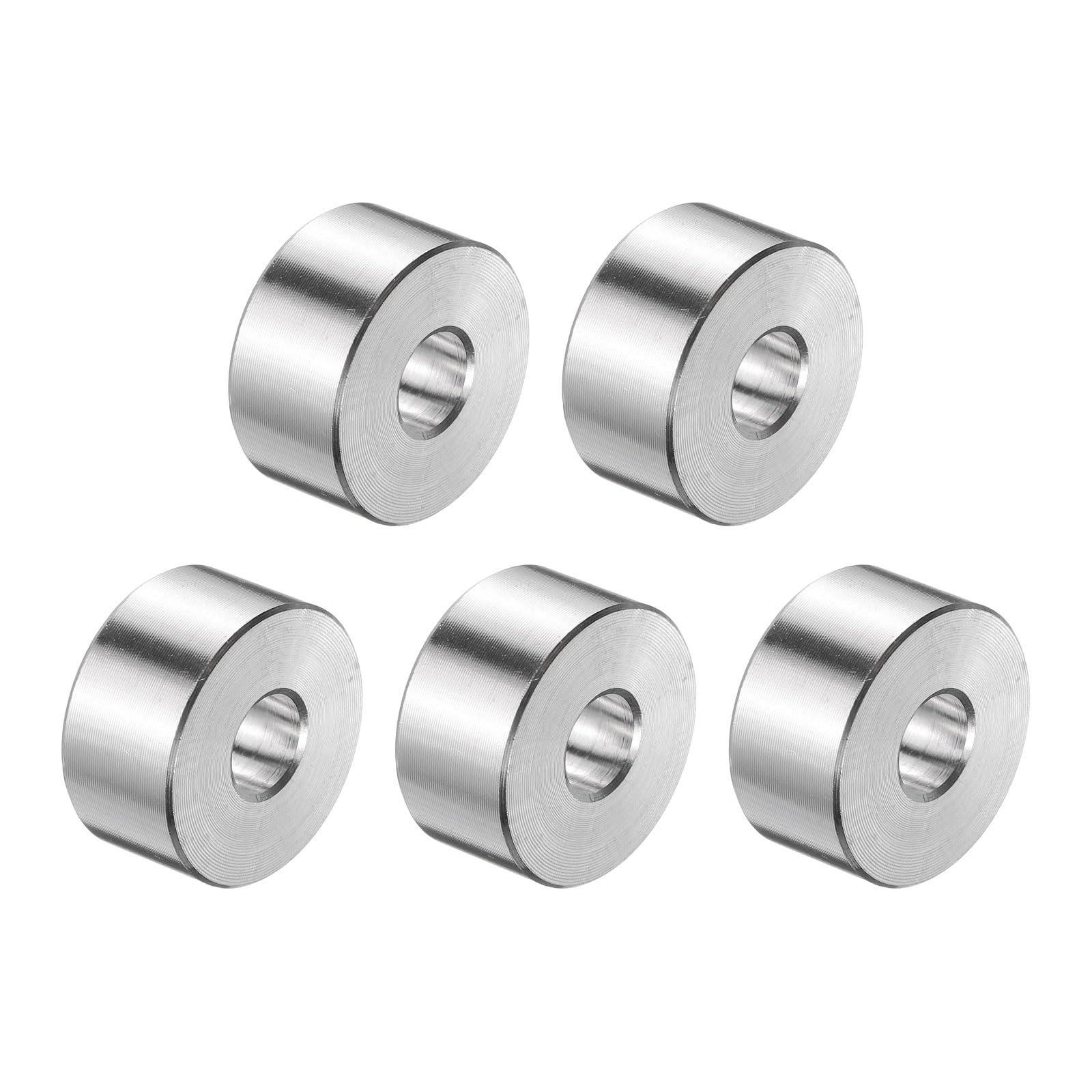 uxcell 5pcs Stainless Steel Spacer 1/4" Bore x 3/4" OD x 7/16" Length Screw Bushing Plain Finish Round Metal Spacer for M6 Screws Bolts and Rods