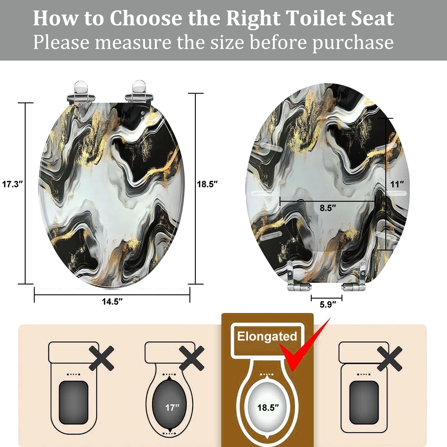 Bisagras de liberación rápida para asiento de inodoro para baño