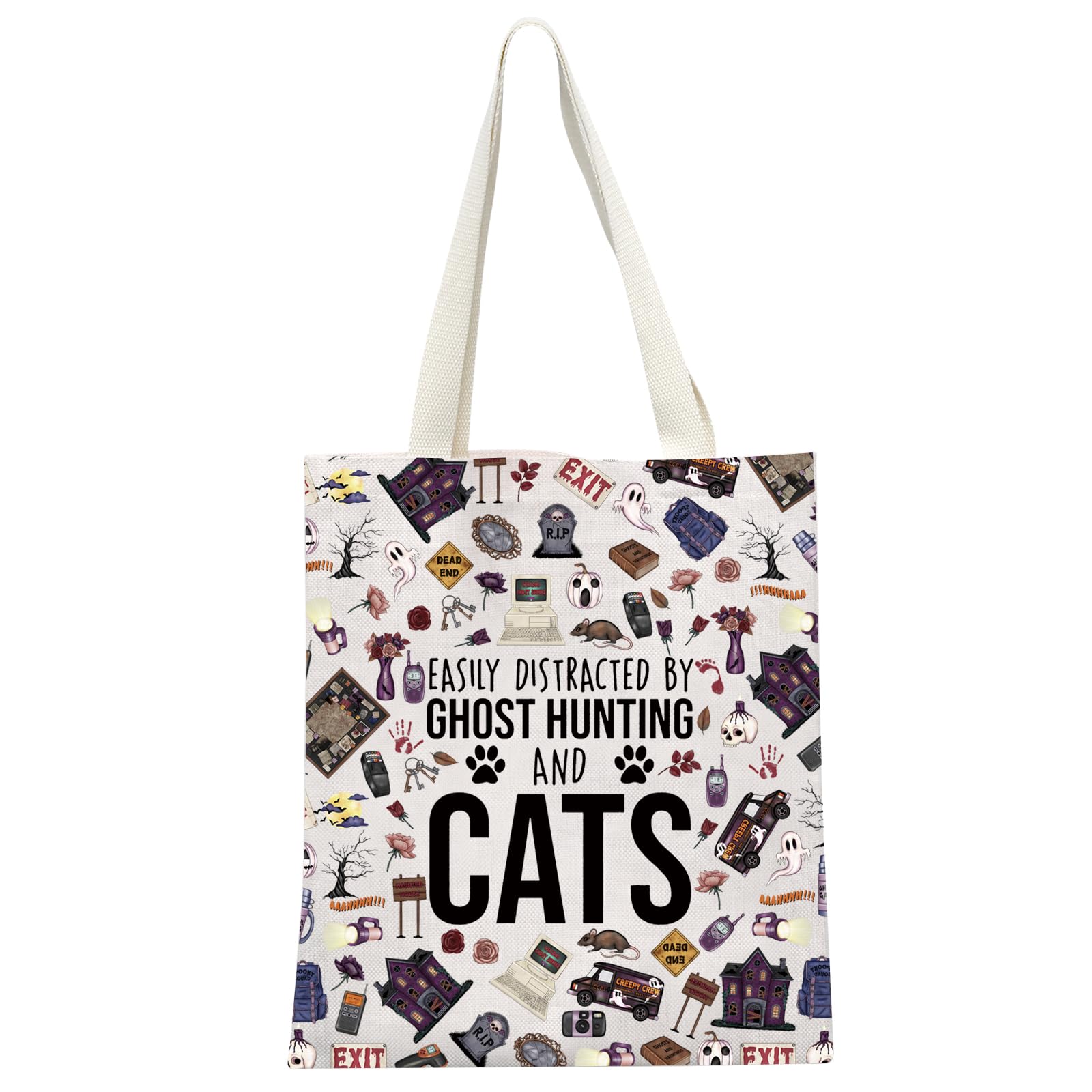 Ghost Hunting Gift Paranormal Gift Easily Distracted By Ghost Hunting And Cats Travel Tote Bag