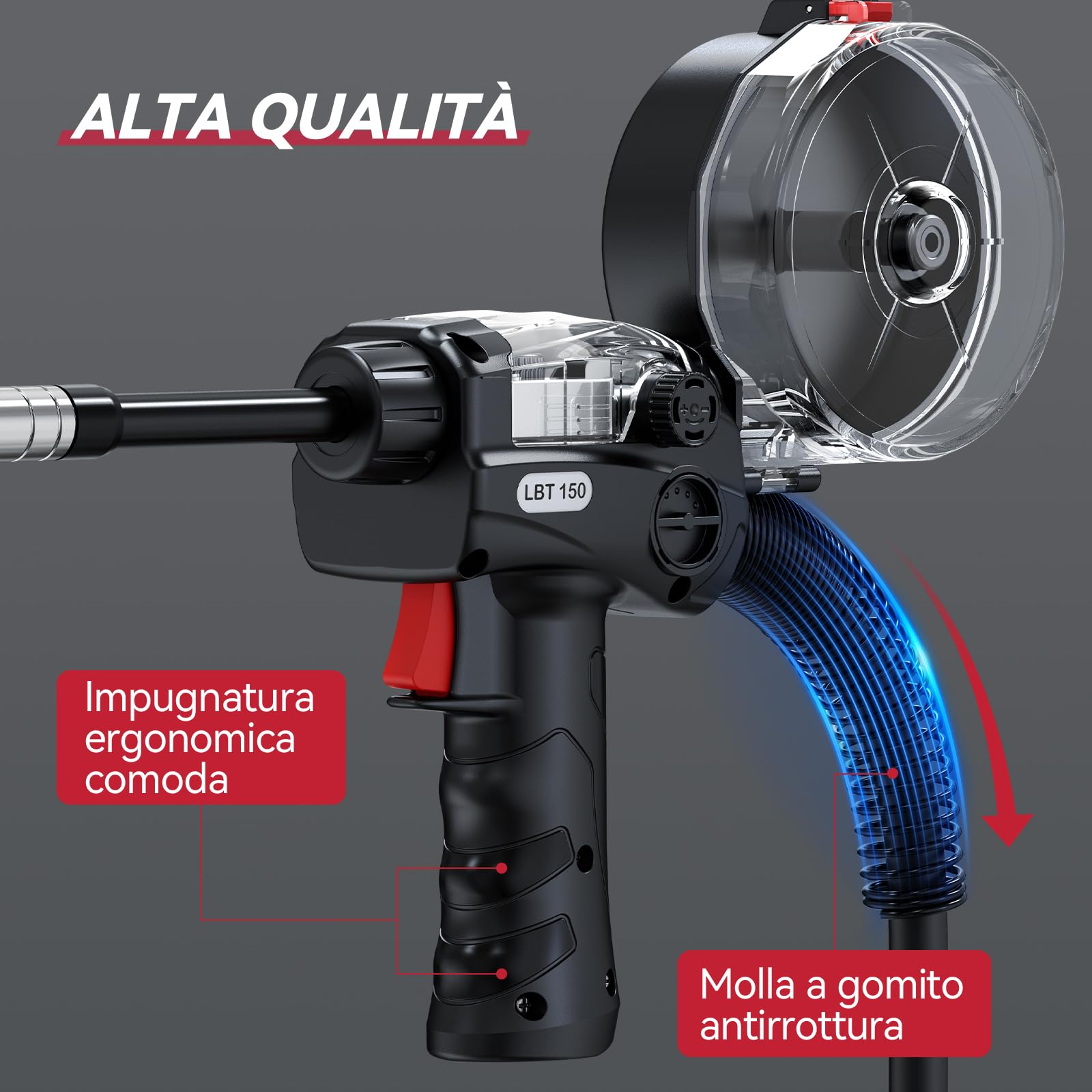 ARCCAPTAIN Spool Gun per saldatura in alluminio, attacco europeo, 5 poli, 3 m, adatto per ARCCAPTAIN MIG205MP, MIG205PRO