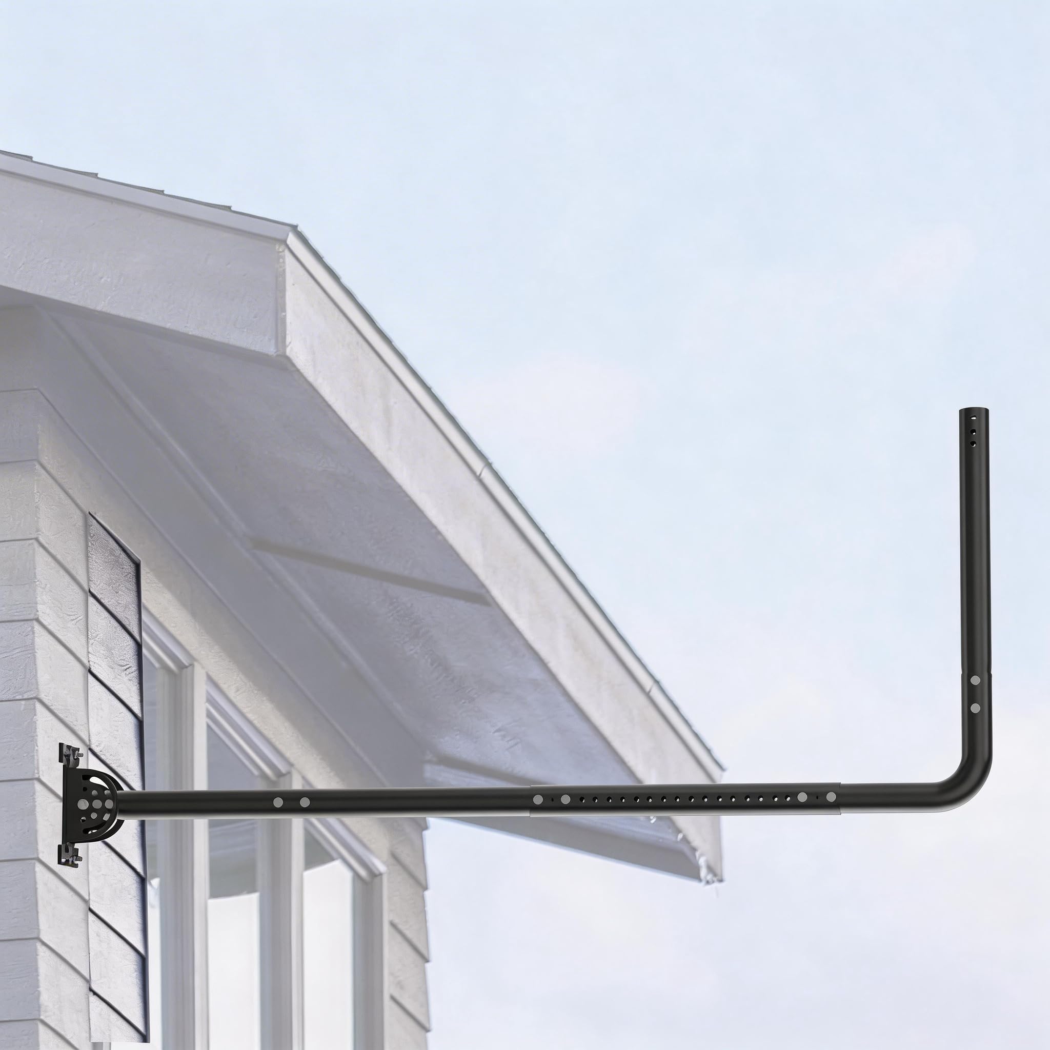 Soporte de Pared para Antena con Codo de 90° y Tubo de Extensión 60 cm, Kit para Antena TV Exterior, WiFi, Estación Meteorológica y Star Link, Negro