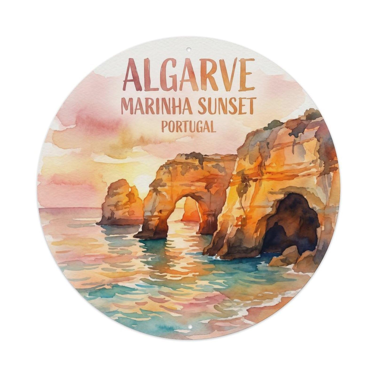 Olhnbad 08X08inch Style Heritage Portugal Algarve Coast Coastal Travel Art Metal Tin Sign