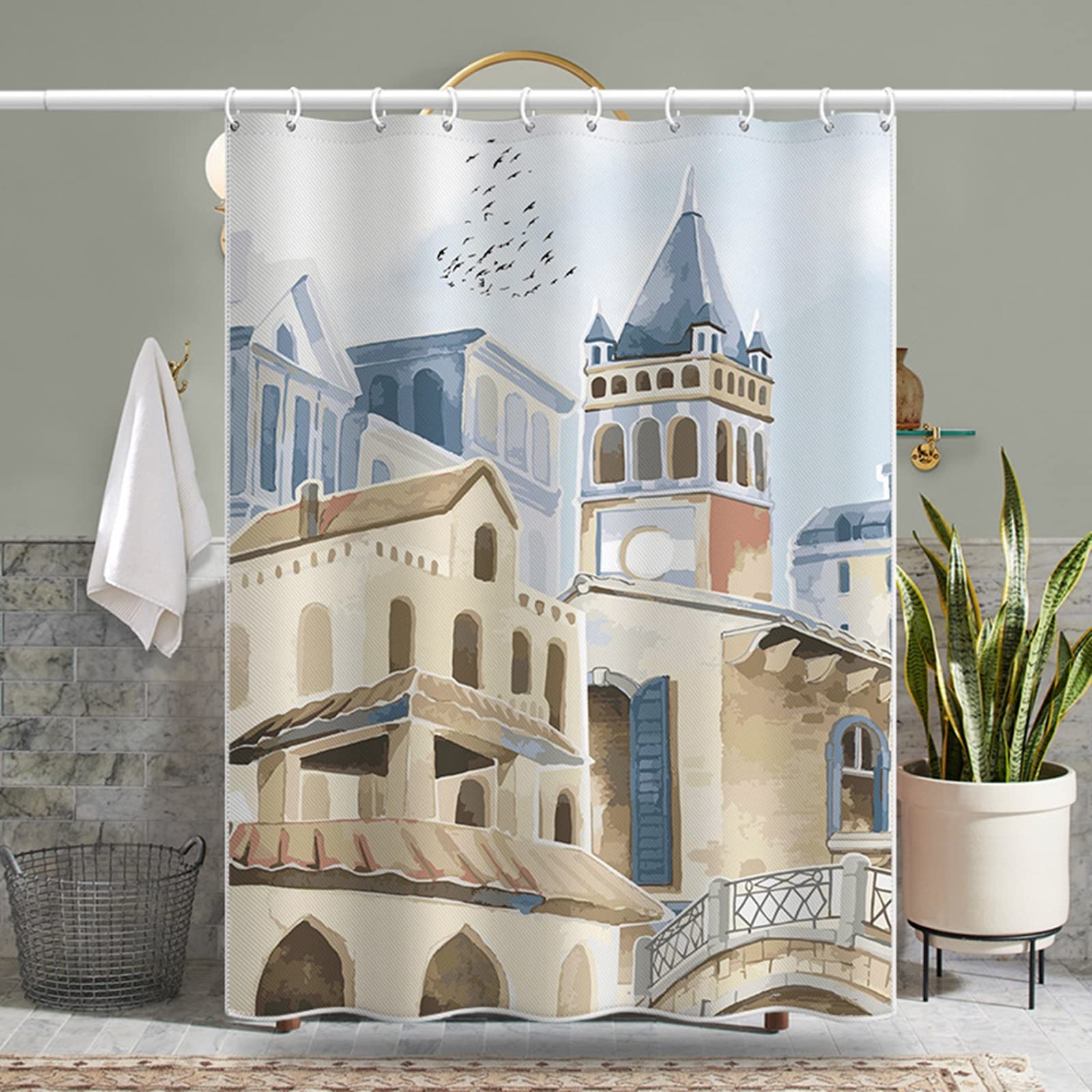 Rideau de douche rétro Morandi 120x200cm KnSam en polyester anti-moisissure