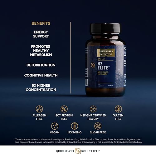 Miniatura 4 de Quicksilver Scientific H2 Elite Tablets - Aditivo para agua de hidrógeno molecular de alta dosis para soporte energético, perfecto para contenedores