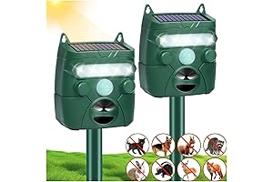 2 Pack Solar Ultrasonic Animal Repellent: Deer Repellent Device with Motion Sensor (2024 Model)