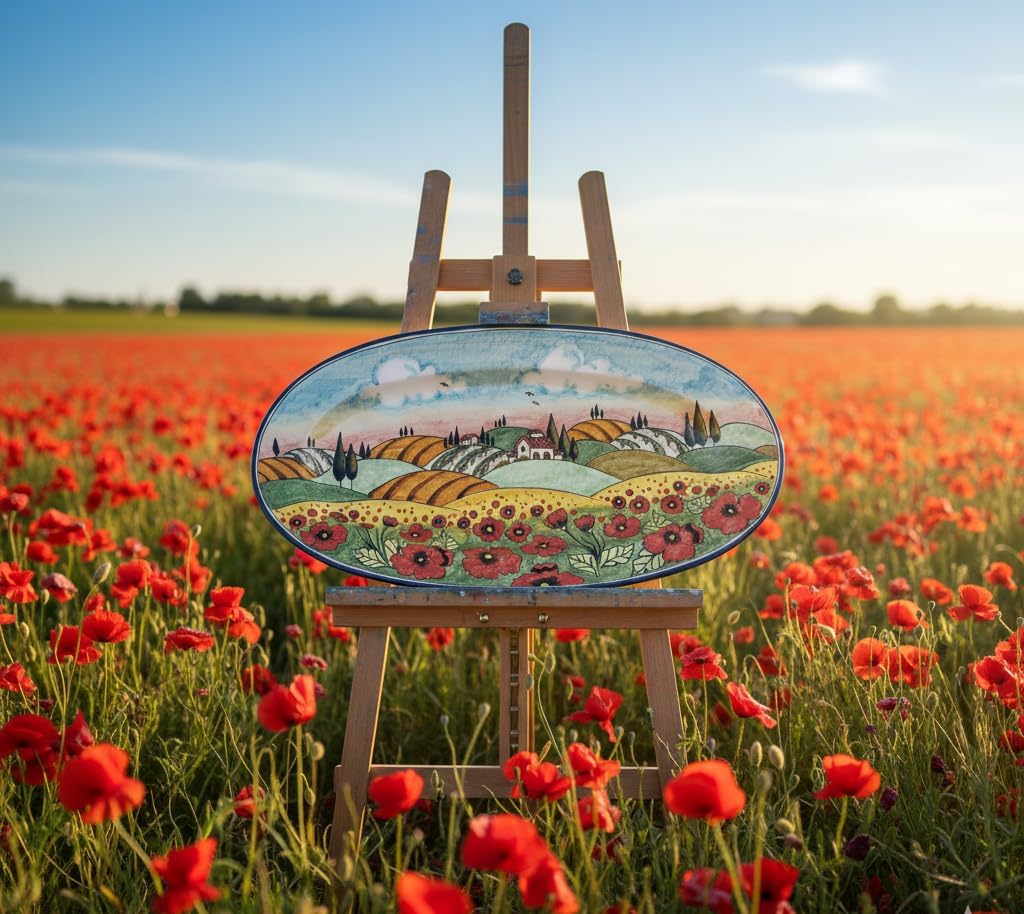 CERAMICHE D'ARTE PARRINI - Italian Ceramic Art Serving Tray Plate Pottery Hand Painted Made in Italy Tuscan Decorative Landscape