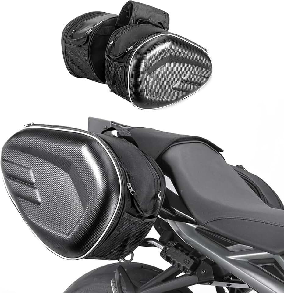 Bolsas Laterais Alforge para Moto, 20 Litros, Universal, Impermeável, Removível, Instalação Simples, Ideal para Viagens e Motocross