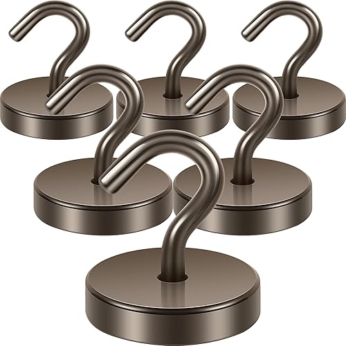 Miniatura 10 de Neosmuk Ganchos magnéticos extrafuertes con imanes de tierras raras resistentes para refrigerador, crucero, colgar, cabañas y parrilla (blanco,