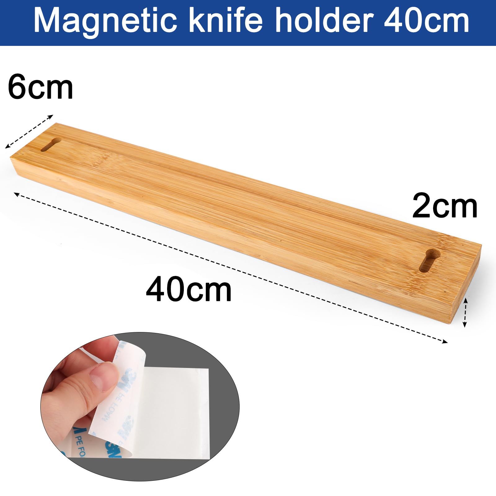 Barra Magnética para Cuchillos, 40cm Iman Cuchillos de Cocina Acero Inoxidable Cuchillero Magnético Puede sin Taladrar para Cuchillos de Cocina/Espátulas/tijeras