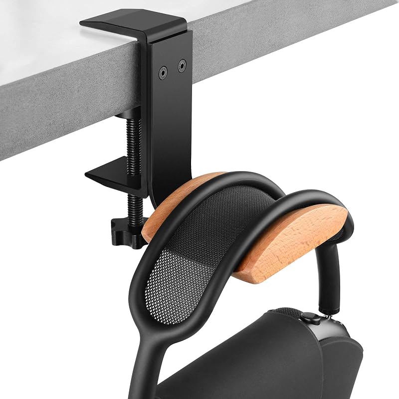 Soporte para auriculares compatible con Apple AirPods Max, soporte de madera para auriculares, soporte de abrazadera para debajo del escritorio, gancho para auriculares para juegos, escritorio de oficina y mesa (haya)