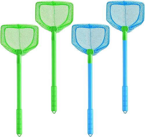 Miniatura 1 de Coopay 4 redes de pesca para niños, redes de pesca para atrapar insectos, redes de mariposas y peces juguetes de playa para niños que juegan al aire