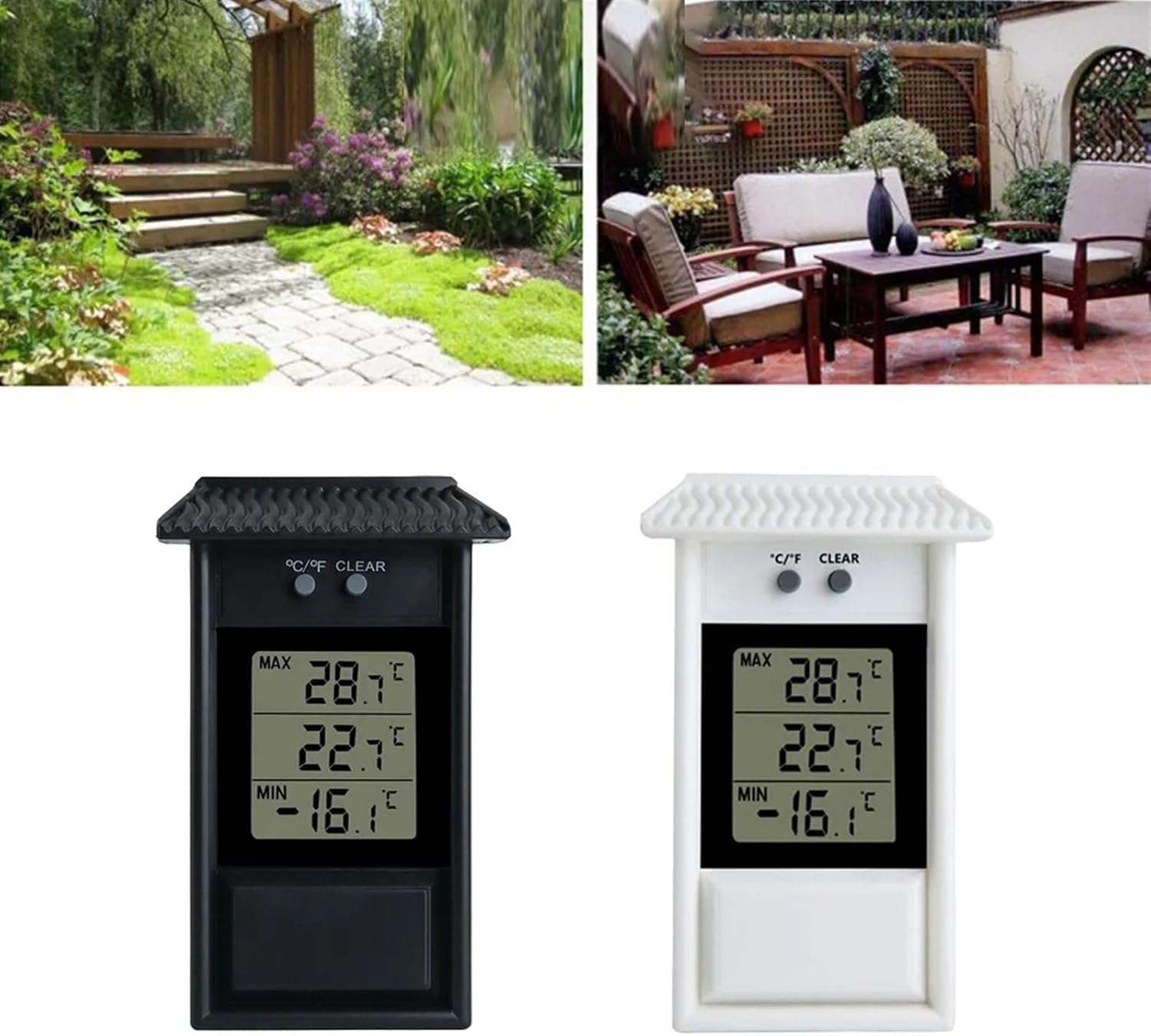 Termómetro digital con pantalla de temperatura máxima y mínima for invernadero, jardín, interior y exterior, for pared, impermeable, for montaje en pared en interiores.