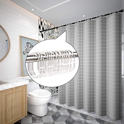 Miniatura 4 de Qulable Anillos de cortina de ducha, 12 ganchos de plástico en forma de gota, ganchos para barra de ducha de baño, fácil cierre a presión (negro)