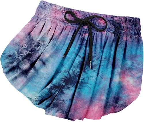 Miniatura 4 de Tennis Skirt for Women Elastic Waist Tie-Dye Double-Layer Pants Summer Quick-Dry Sports Skorts Smarty Pants Anime Shorts