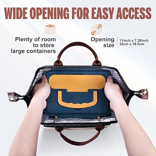 Miniatura 5 de OTraki Lonchera con aislamiento grande para mujer con correa de hombro ajustable color rosa congelable para mujer a prueba de fugas para adultos