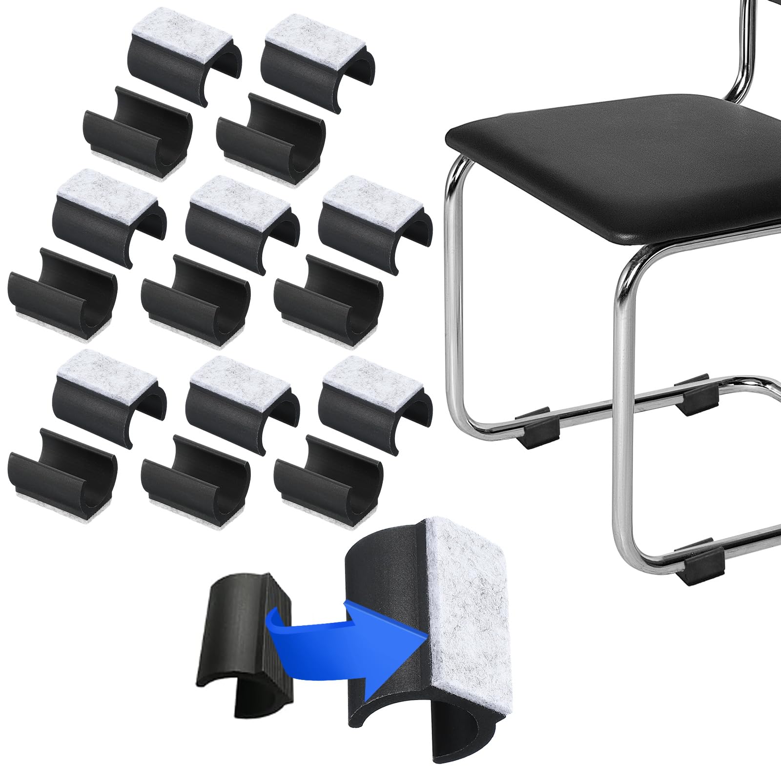 PATIKIL Rectangle U Shaped Chair Leg Tips Caps with Felt Pads