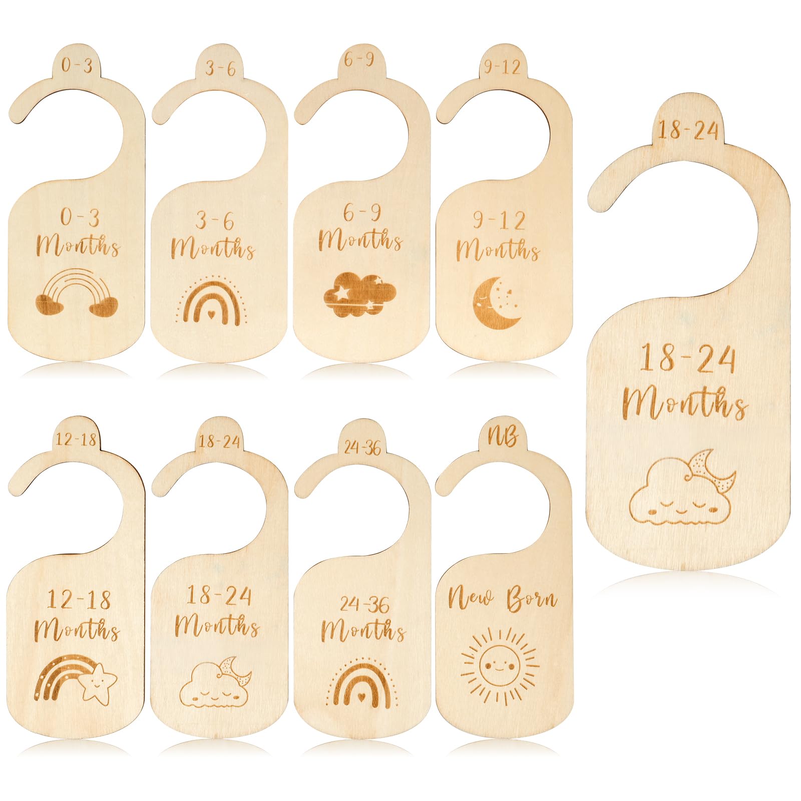 HAGOT 8 Pcs Baby Wardrobe Dividers, Cartoon Baby Wardrobe Dividers, Wood Safe Wardrobe Separators