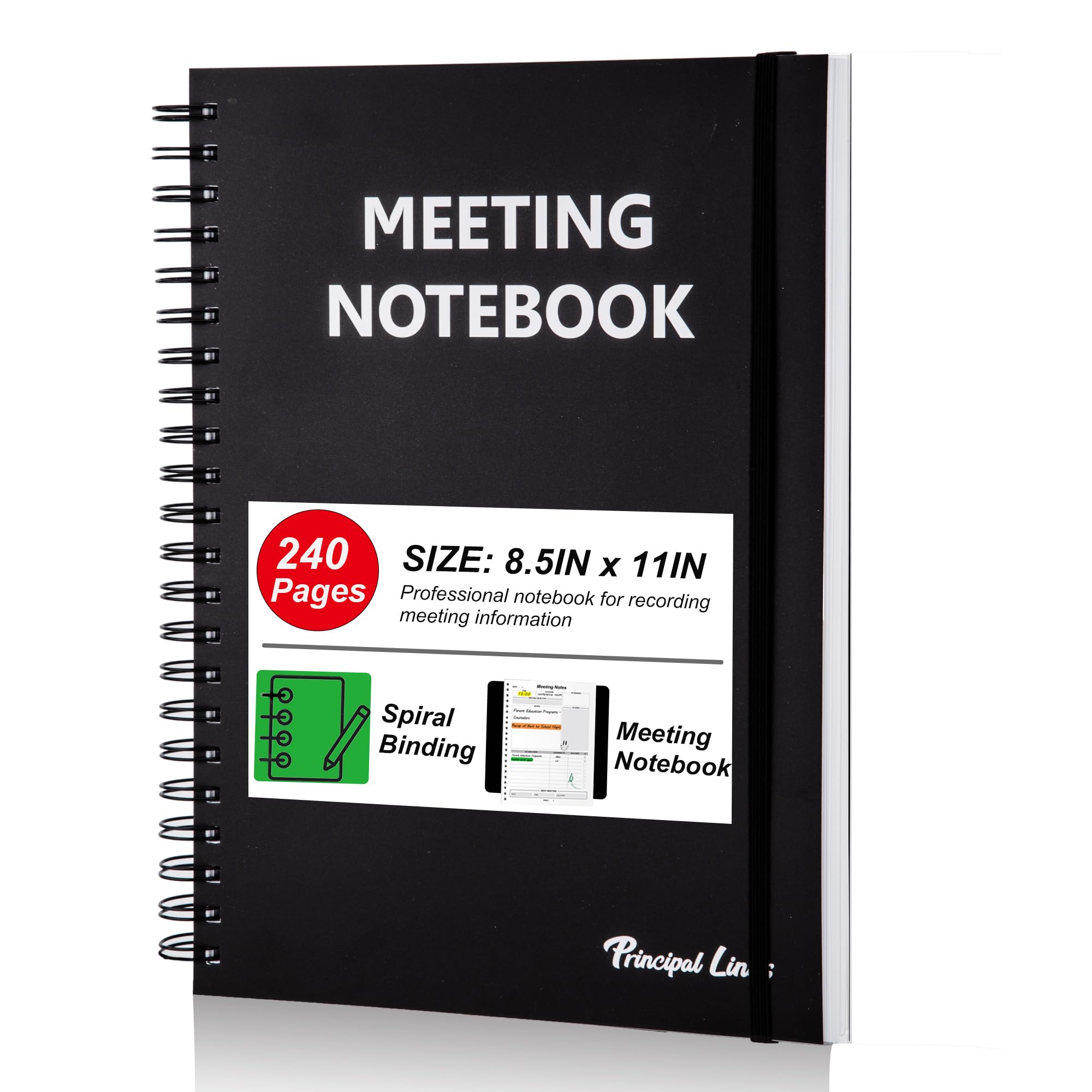 Principal Lines Meeting Notebooks for Work 8.5" X 11" - A4 Professional Work Notebook for Note Taking - Daily Planner with Notes Section,Business