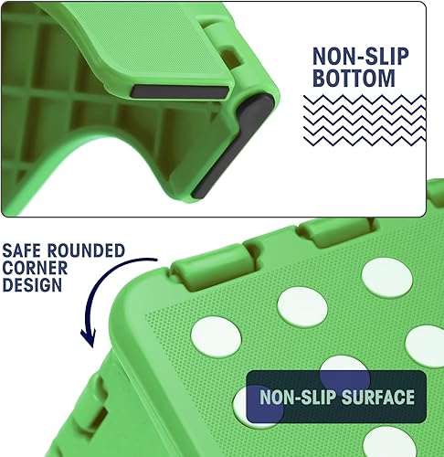 Miniatura 46 de Korpai Taburete plegable mejorado de 9 pulgadas para adultos y niños con capacidad para hasta 300 libras, taburetes plegables antideslizantes con