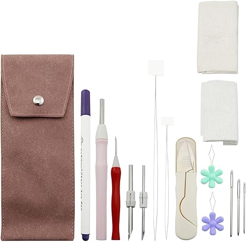 XGNG Kit de agujas de punzón de 16 Uds., punzón de bordado, herramienta de perforación, necesidad de inicio, juego de punzón para principiantes,